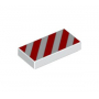 LEGO® Tile 1x2 with Red and White Danger Stripes